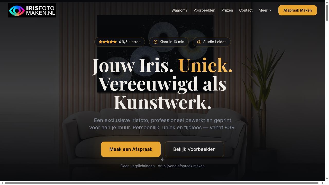 Screenshot van Irisfotomaken.nl